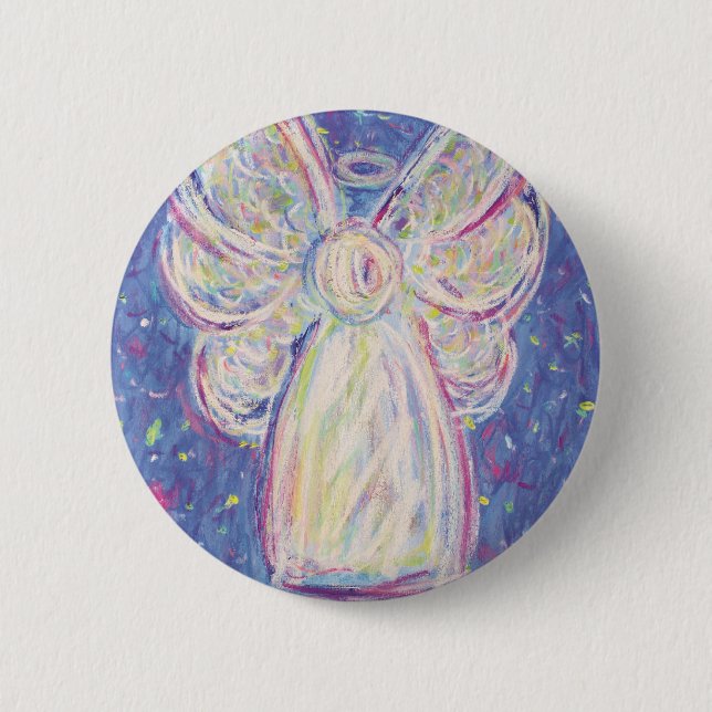 Starry Night Angel Pinback Button (Front)