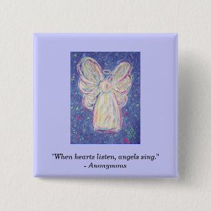 Starry Night Angel, "When hearts listen, angels... Button