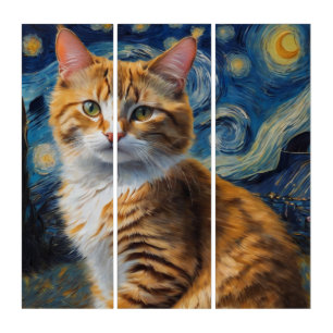 Starry Night Art With a Cat