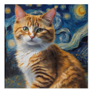 Starry Night Art With a Cat