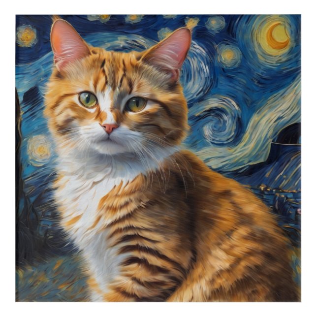 Starry Night Art With a Cat (Front)