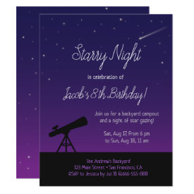 Starry Night Astronomy Kids Birthday Invitations