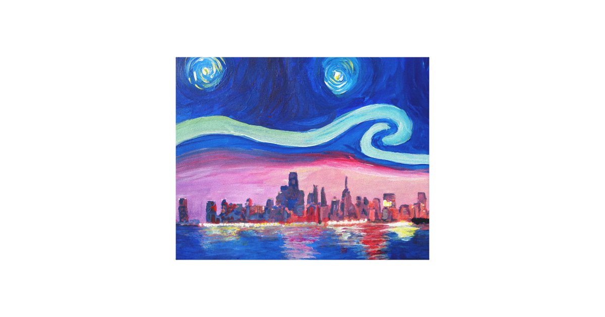 Starry Night At Chicago Van Gogh Inspirations Canvas Print