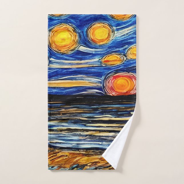 Starry Night at the Beach  Hand Towel (Hand Towel)