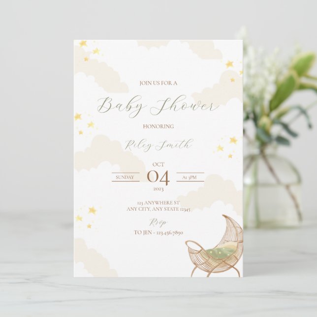 Starry Night Baby Shower Invitation (Standing Front)