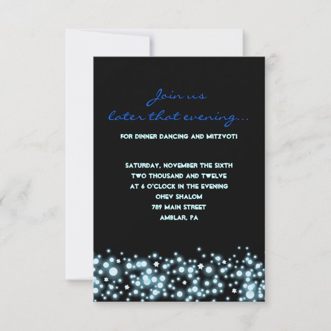 STARRY NIGHT Bar Bat Mitzvah Party Reception Card (Front)