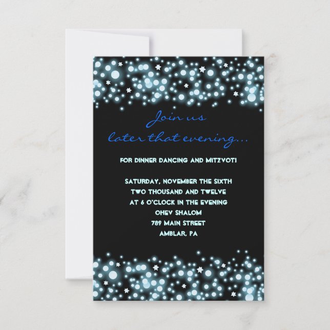 STARRY NIGHT Bar Bat Mitzvah Party Reception Card (Front)