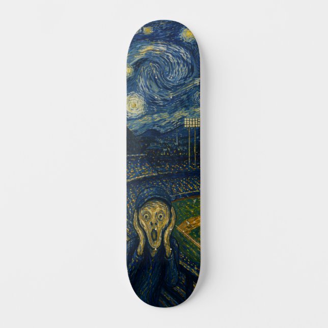 Starry Night Baseball Stadium Skateboard Deck (Front)