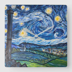 Starry Night Belmont Lancashire  Square Wall Clock