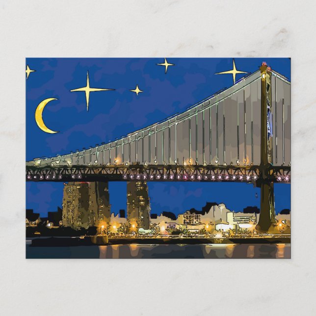 Starry Night Ben Franklin Bridge Postcard (Front)