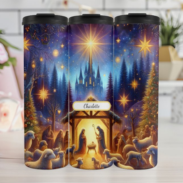 Starry Night, Bethlehem's Holy Birth Thermal Tumbler (Creator Uploaded)