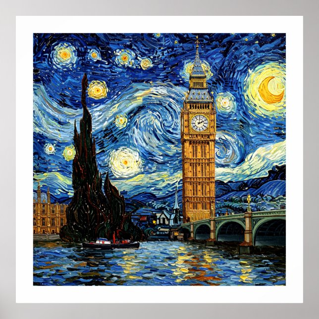 Starry Night Big Ben London England Poster (Front)
