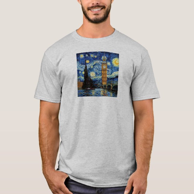 Starry Night Big Ben London England T-Shirt (Front)