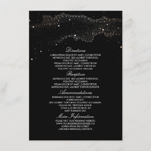 Starry Night Black and Gold Wedding Information Enclosure Card