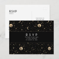 Starry Night Black and Gold Wedding RSVP