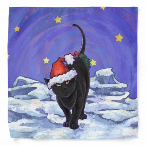 Starry Night Black Cat Christmas Bandana