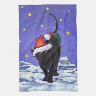 Meowy Christmas Black Cat Kitchen Towel Set – The Good Cat Company