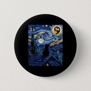 Starry Night Black Cat Comma La Kamala Harris 2 Button