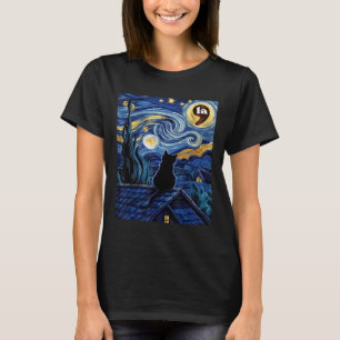 Starry Night Black Cat Comma La Kamala Harris 2 T-Shirt