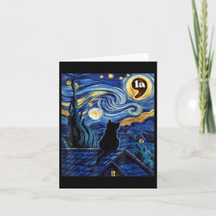 Starry Night Black Cat Comma La Kamala Harris Card