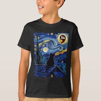Starry Night Black Cat Comma La Kamala Harris T-Shirt