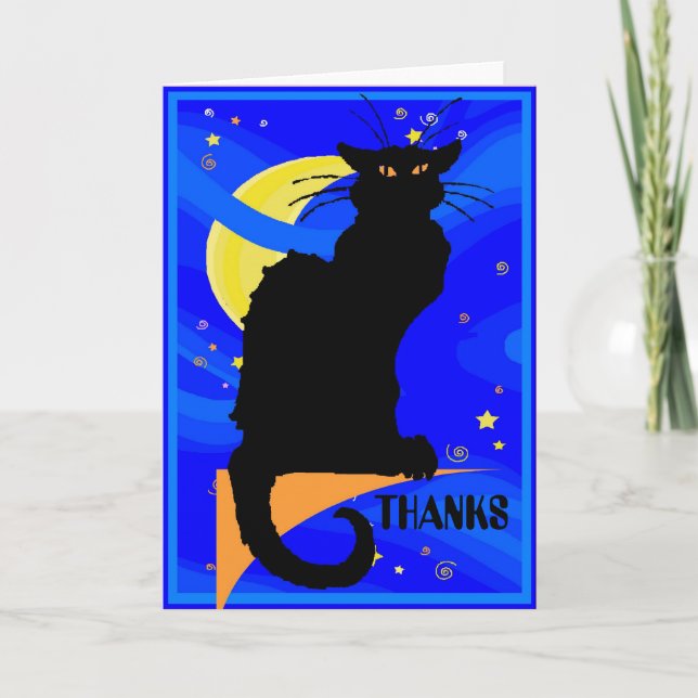 Starry Night Black Cat THANKS Card (Front)