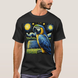 Starry Night Blue and Yellow Macaw Parrot Van T-Shirt