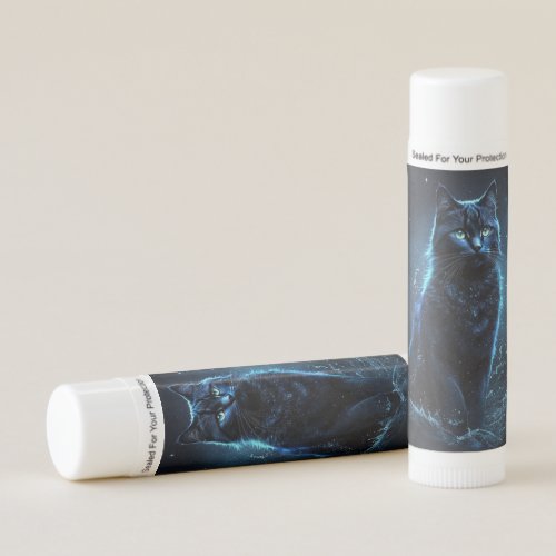 Starry Night Blue Black Cat Splash Art  Lip Balm