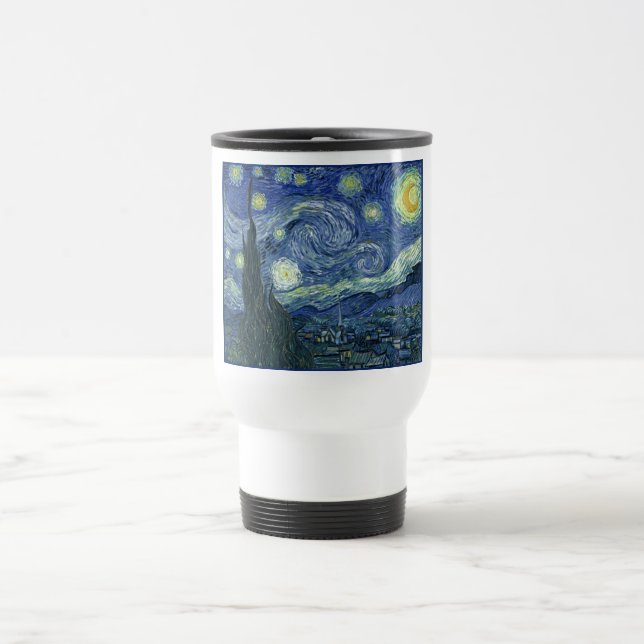 Starry Night, Blue French Stars, Vincent Van Gogh  Travel Mug (Center)