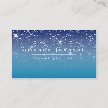 Starry Night Blue Glitter Girly Chic Modern Business Card by CoutureBusiness at Zazzle