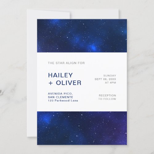 Starry Night Blue Sky Galaxy Wedding Invitation