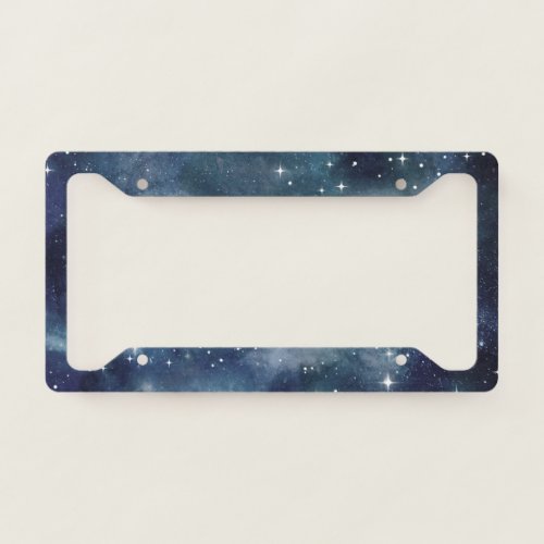 Starry Night Blue Sky Stars Lovers Universe License Plate Frame