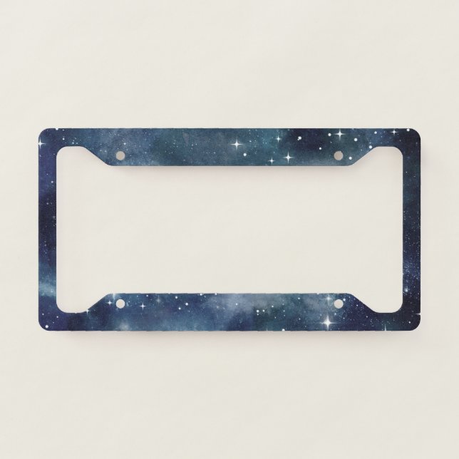 Starry Night Blue Sky Stars Lovers Universe License Plate Frame (Front)