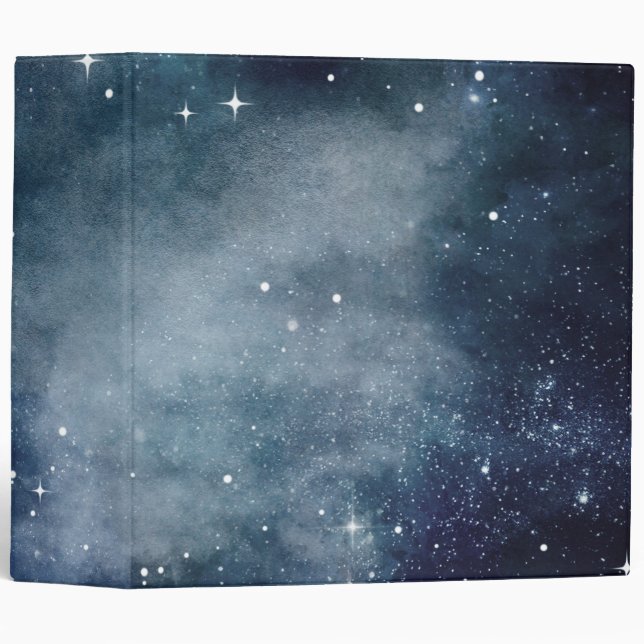 Starry Night Blue Sky Stars Universe Astrology 3 Ring Binder (Front/Spine)