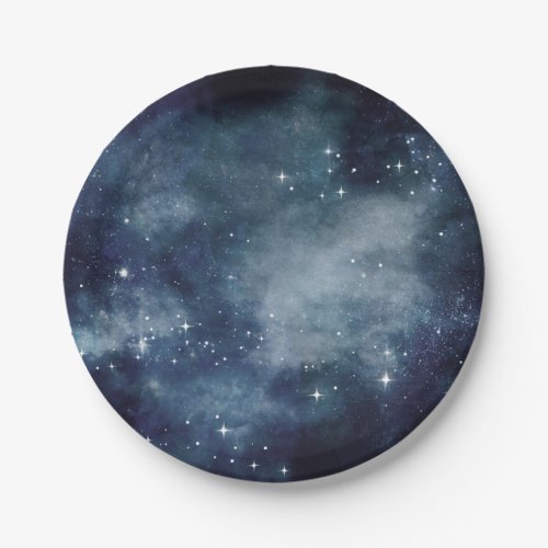 Starry Night Blue Sky Stars Universe Astrology Paper Plates