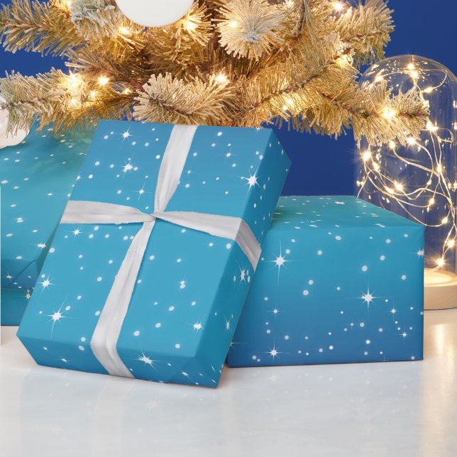 Starry Night Blue Wrapping Paper (Holidays)