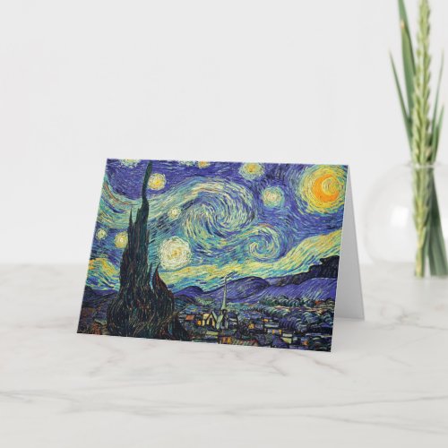 Starry Night Blue Yellow Painting by van Gogh Card