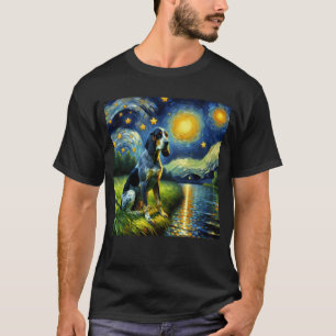 Starry Night Bluetick Coonhound Dog Van Gogh Lover T-Shirt