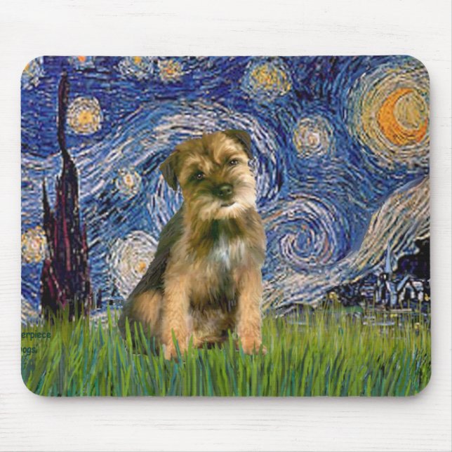 Starry Night - Border Terrier #1 Mouse Pad (Front)