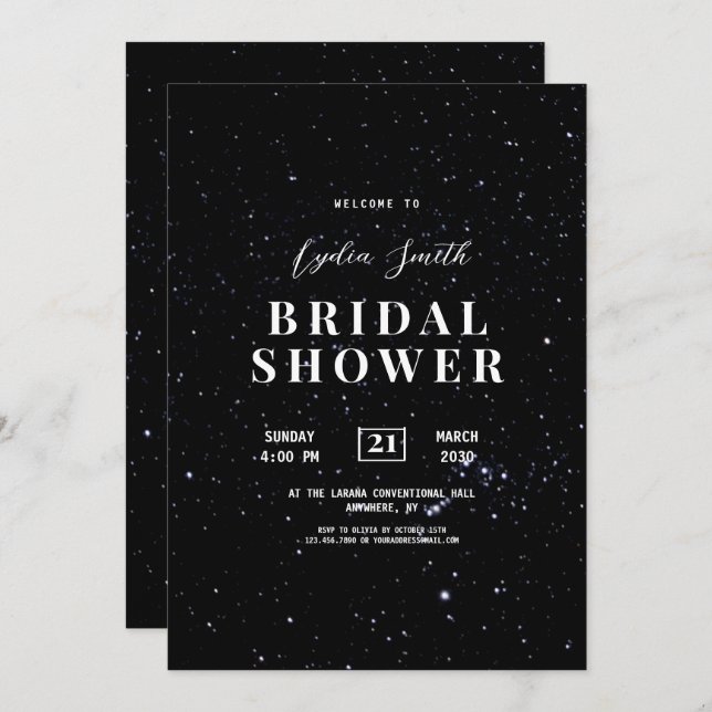 Starry Night Bridal Shower Celestial invitation  (Front/Back)