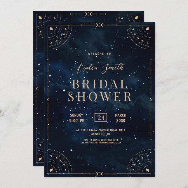 Starry Night Bridal Shower Celestial invitation  (Front/Back)