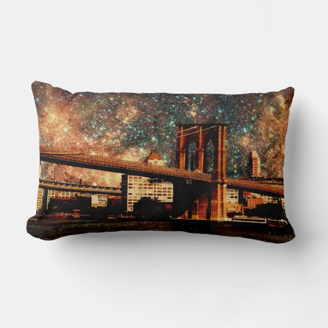 Starry Night Brooklyn Bridge Pillow (Front)