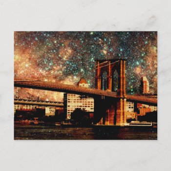 Starry Night Brooklyn Bridge Postcard by Meg_Stewart at Zazzle