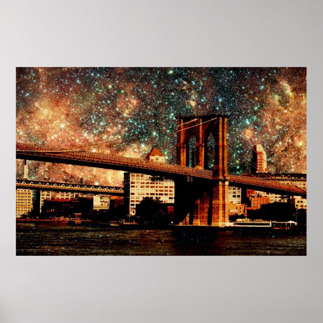 Starry Night Brooklyn Bridge Poster (Front)