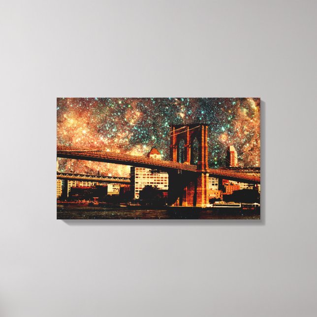 Starry Night Brookyn Bridge Wrapped Canvas Print (Front)