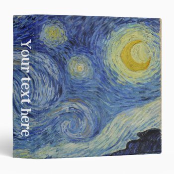 "starry Night" By Van Gogh 3 Ring Binder by decodesigns at Zazzle