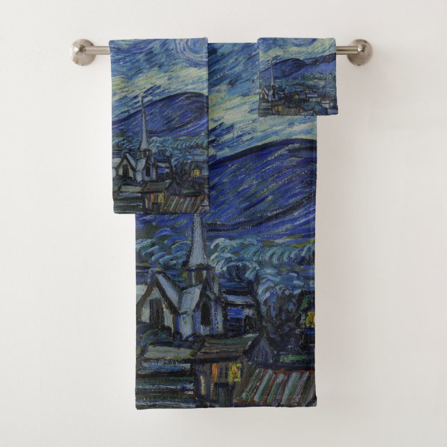 "Starry Night" by Van Gogh Bath Towel Set (Insitu)