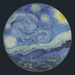 "Starry Night" by Van Gogh Classic Round Sticker<br><div class="desc">This design features a very high resolution reproduction of Van Gogh's famous "Starry Night" painting.</div>