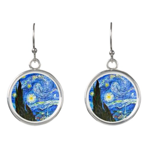 Starry Night by Van Gogh Dangling Earrings