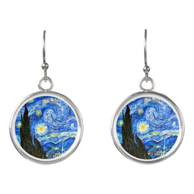 Starry Night by Van Gogh, Dangling Earrings (Front)